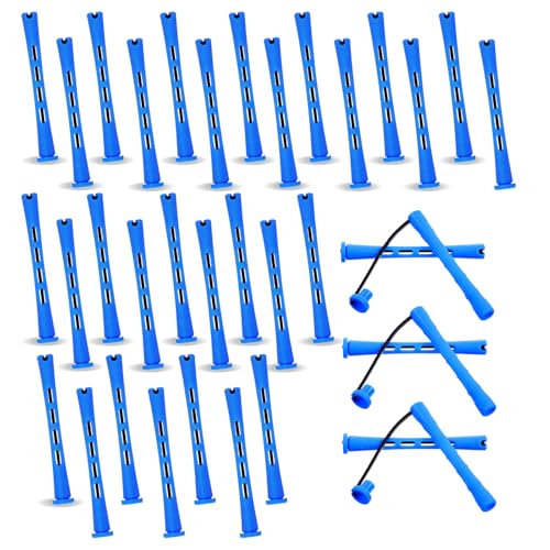 30 Pcs Small Perm Rods for Short Hair - Curling Rollers for DIY Styling, Blue, 0.47 Inches