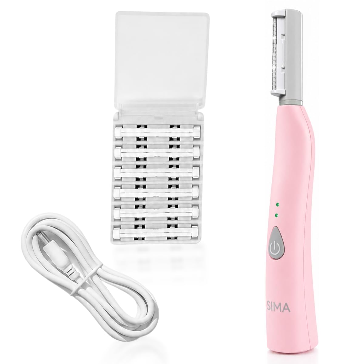 SIMA Dermaplane Razor for Women | Painless 2-in-1 Facial Exfoliation & Hair Removal - Rechargeable, 3 Speeds