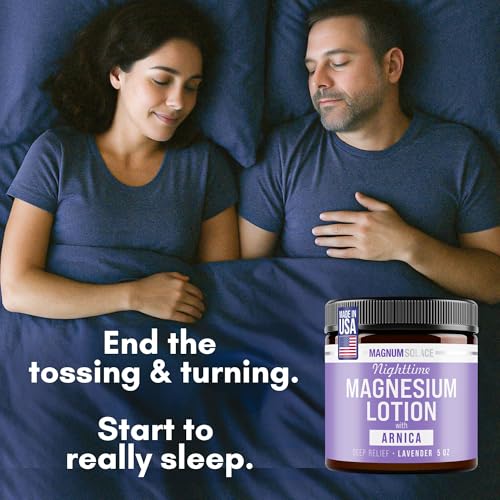 Magnum Solace Nighttime Magnesium Lotion with Arnica ? Highly Concentrated Magnesium for Muscles & Joints ? Apply to Legs or Feet Before Bed ? Skin-Friendly