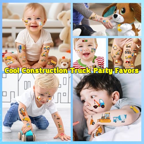 Construction Trucks Temporary Tattoos for Kids - 120 Pcs