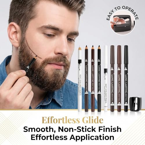 8-Piece Barber Pencil Set for Hairline & Beard Shaping