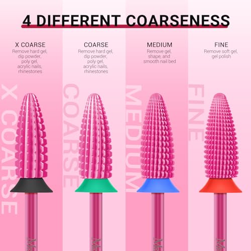 MelodySusie Typhoon Nail Drill Bits Coarse-C Pink Blossom 3/32'' Carbide Tungsten for Acrylic & Gel