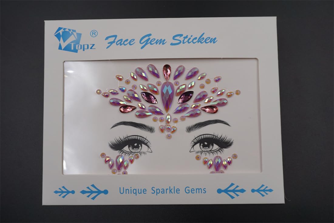 Pink Face Jewels - Rhinestone Stickers for Women | Temporary Makeup Gems for Festivals & Raves
