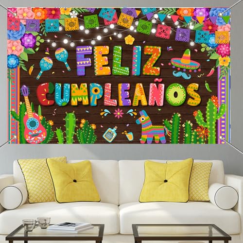 Feliz Cumpleaños Banner Backdrop - Mexican Birthday Party Decor
