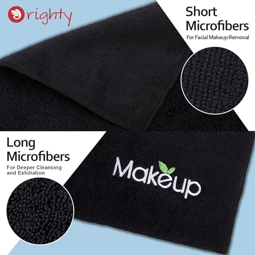 Orighty Microfiber Makeup Remover Cloths, 12 Pack Black - 13x13 in