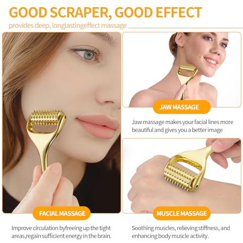 Gold Acupuncture Roller Face Massager - Deep Tissue Skin Care Tool