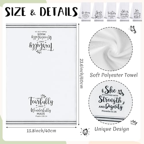 R HORSE 5-Piece Bible Verse Kitchen Dish Towel Set - Absorbent, Quick-Dry Tea Towels for Spiritual Home Decor