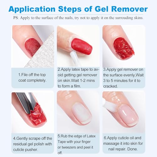 Louinstic 2Pcs Gel Nail Remover Kit - 15ml, Acetone-Free Gel Polish Remover