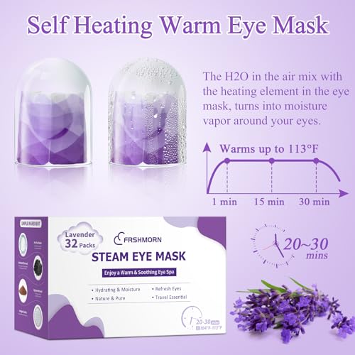 Lavender Steam Eye Mask - 32 Packs Self-Heating Warm Compress