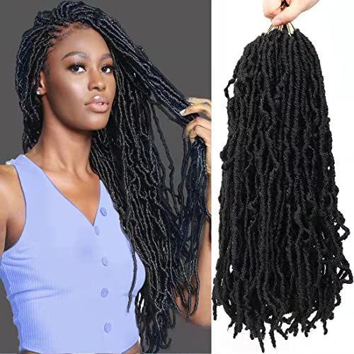 Youngther 18 Inch Faux Locs Crochet Hair 6 Packs Soft Goddess Locs Pre Looped for Black Women - 1B#