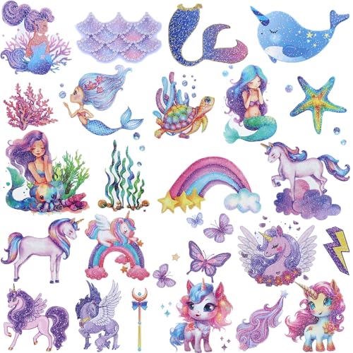 Glitter Mermaid Temporary Tattoos for Girls - Party Favors & Kids Gift Set