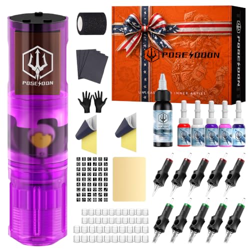 Gaea POSEIDON Wireless Rotary Tattoo Pen Kit with 1500mAh Battery