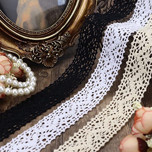 White Cotton Lace Trim - 12 Yards, 1.1 Inch Wide for Crafts & Decorations