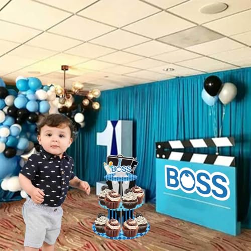 Zliisang 3-Tier Black Bow Tie Cupcake Stand for Birthday Parties