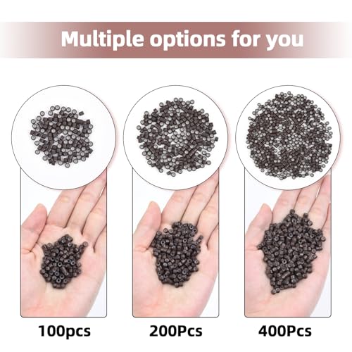 4mm Silicone Lined Hair Extension Beads - 100 Pcs Brown