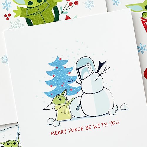 Hallmark Star Wars The Mandalorian Christmas Card Set - 16 Cards Featuring Grogu