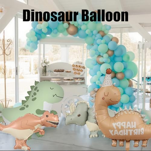 Giant 3D Dinosaur Balloons Set - 4 Pcs Self-Standing Foil Balloons for Birthday Party