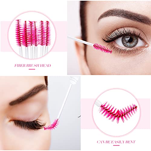 Patelai 80 Pcs Pink Gold Disposable Mascara Wands & Tubes Kit
