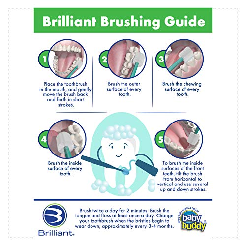 Brilliant Child Toothbrush 2-5 Years, 2 Pack, Round Head, Assorted Colors – Manual Toddler Toothbrush