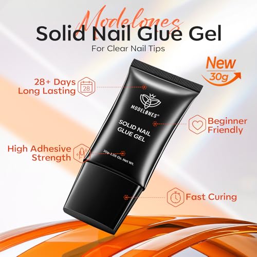 Modelones 30g Solid Nail Glue Gel for Press-Ons & Tips (C-Gel Nail Glue) UV Cured