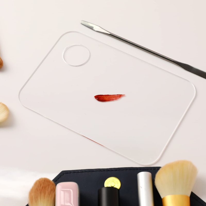 Acrylic Cosmetic Palette Set - 2 Mixing Trays with 2 Spatula Tools for Makeup, Foundation, Eyeshadow & Nail Art