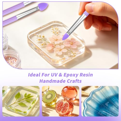 LORMAY 9-Piece Silicone Brush Set for UV Resin Crafting & Makeup