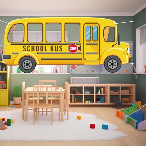 Back to School School Bus Photo Prop – 76.2 x 33 Inch Backdrop