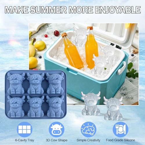 3D Highland Cow Silicone Ice Cube Mold - Fun Animal Tray for Drinks