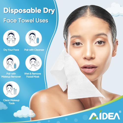 AIDEA Disposable Face Towels - 50 Count for Sensitive Skin