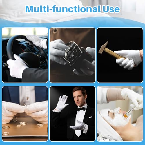 MAQIHAN 5 Pairs White Cotton Gloves for Dry Hands & Eczema