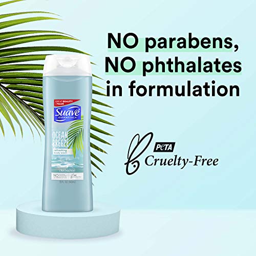 Suave Essentials Ocean Breeze Body Wash, 15 Fl Oz - Refreshing Clean