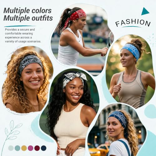DRESHOW 6 Pack Adjustable Knotted Headbands for Women - Paisley Print