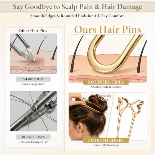 Vintage Metal French Hair Pins - Set of 8 for Elegant Hairstyles