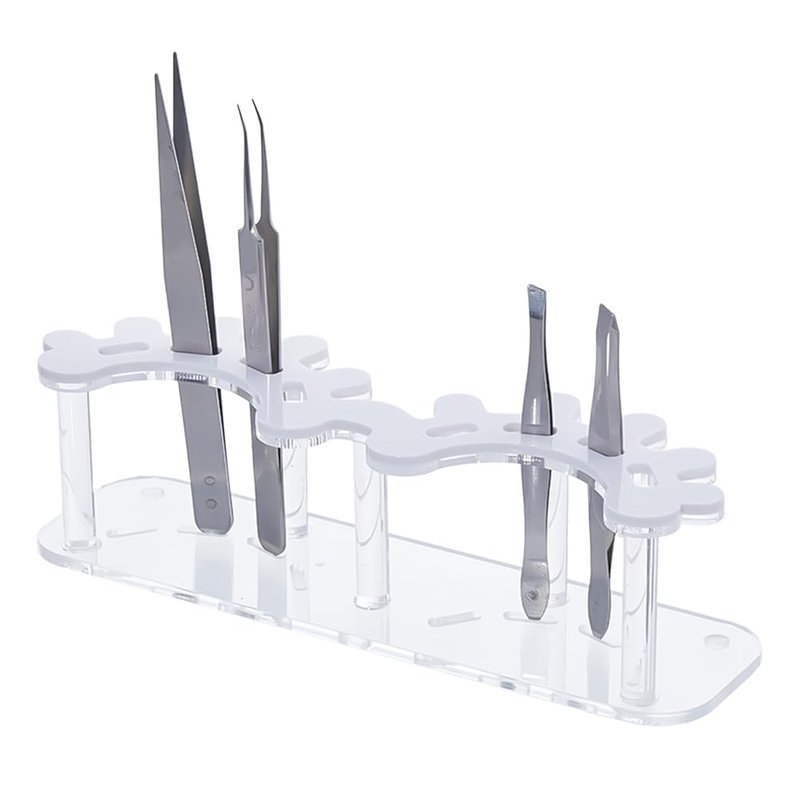 DICOSMETIC 1Pc 8 Holes Acrylic Tweezers Holder White Tweezer Display Stand Eyelash Extensions Supplies Organizer Cosmetic Beauty Tweezer Storage Holder for Women Ladies