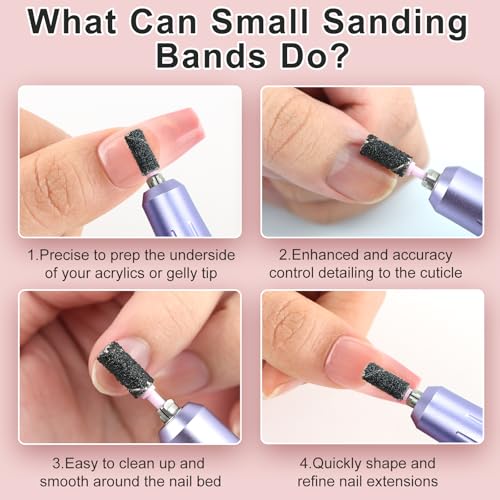 C12rtive 100Pcs #150 Nail Drill Bits Sanding Bands with 2 Mandrel Bits — Medium Grit, 3mm, for Nail Drill