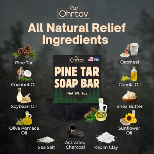 Natural Pine Tar Soap Bar for Men & Women – Acne & Eczema Relief