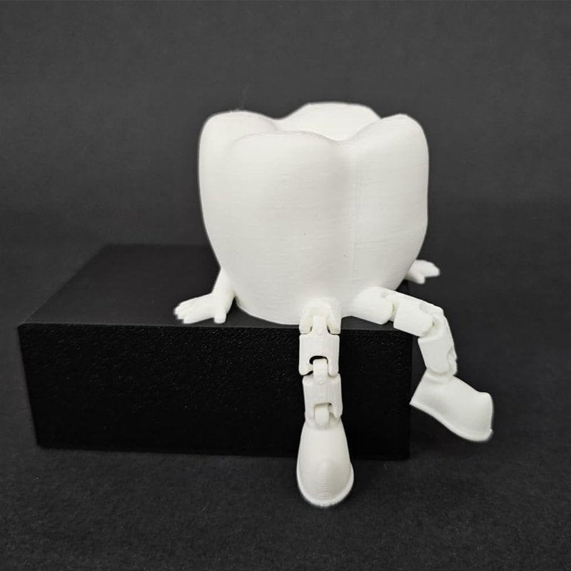 3D Printed White Tooth Figurine | Cute Desk Decor for Doctor's Office