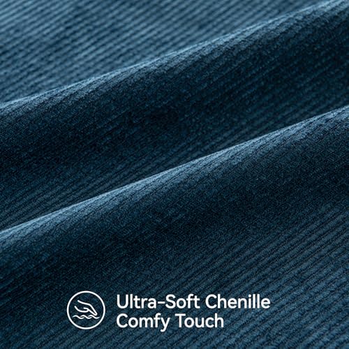 Pack of 2 Decorative Throw Pillow Covers - Twill Chenille, 12x20 Inch, Blue
