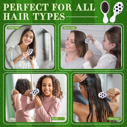 SiliFine Soccer Mini Detangler Brush Set - 12 Pcs, White