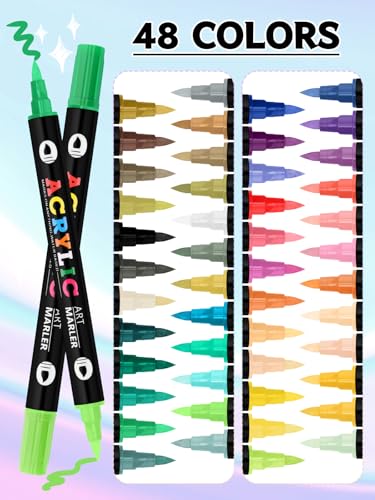 Kalolary 48-Color Double-Headed Nail Art Marker Pen Set for DIY Manicures