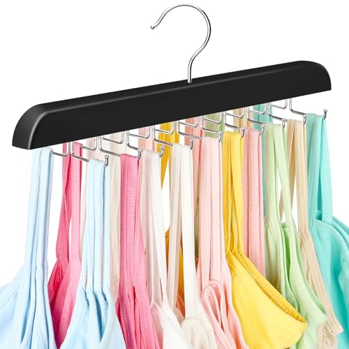 RESOVO Premium Wood Tank Top Hanger with 24 Hooks, 360° Rotating