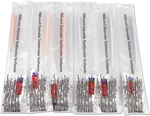 50 Pack Disposable Toothbrush Kit with Toothpaste, Travel Ready