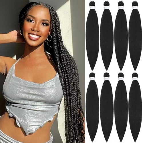 Pofworld 20 Inch Pre-Stretched Braiding Hair - 8 Pack Yaki Synthetic Fiber