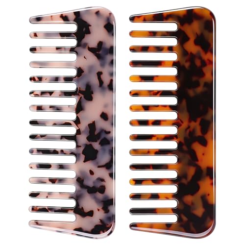 Wide Tooth Detangling Comb Set for Thick & Curly Hair - 2 Pack