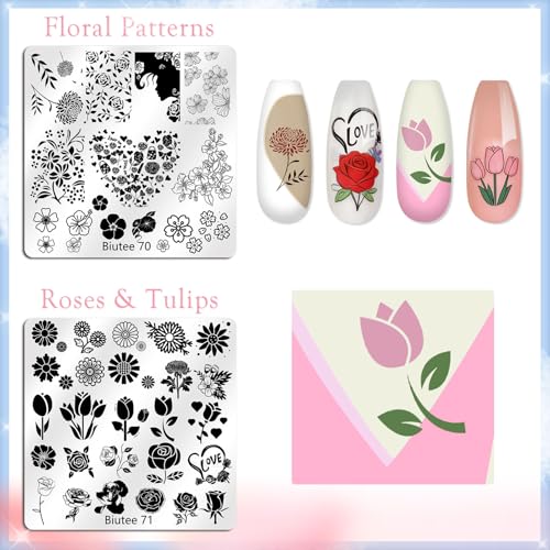 Biutee Nail Stamping Kit - 20 Pcs with Plates, Stamper & Scrapers