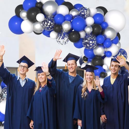 Blue Black and White Balloon Garland Arch Kit - 142PCS for Celebrations