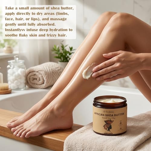 Bellimo 100% Pure Unrefined African Shea Butter - 8 oz Raw Moisturizer