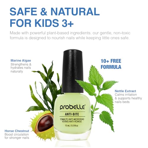 Probelle Anti-Bite Nail Biting Treatment for Kids & Adults, Bitter Polish, 0.5 fl oz