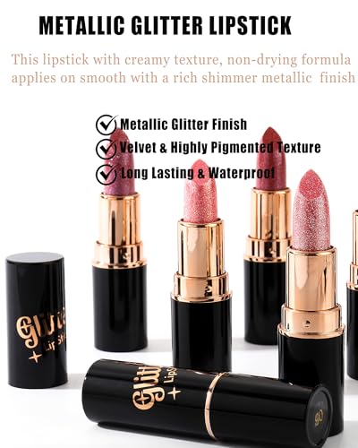 DuaTana Metallic Glitter Lipstick Set - 3 Long Lasting Shades