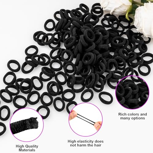 Black Baby Hair Ties 420 Pcs Soft No Damage Elastic Hair Bands for Toddlers